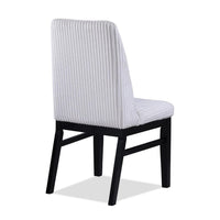 Haly Dining Chair Set of 2, White Fabric Padded Seat, Black Wood Legs - BM340179