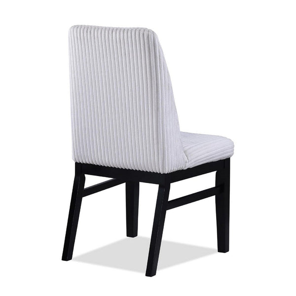 Haly Dining Chair Set of 2, White Fabric Padded Seat, Black Wood Legs - BM340179