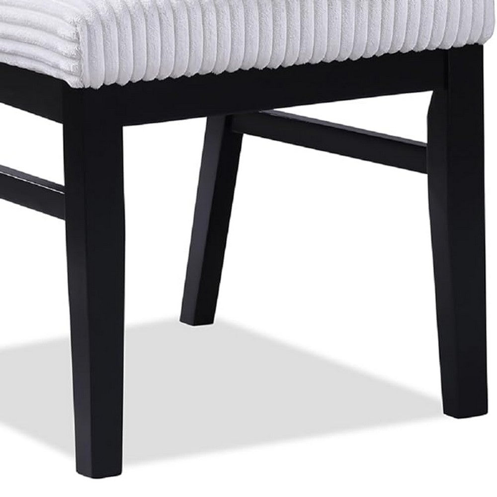 Haly Dining Chair Set of 2, White Fabric Padded Seat, Black Wood Legs - BM340179