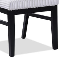 Haly Dining Chair Set of 2, White Fabric Padded Seat, Black Wood Legs - BM340179