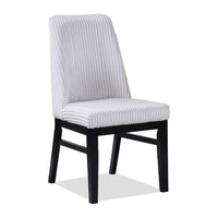 Haly Dining Chair Set of 2, White Fabric Padded Seat, Black Wood Legs - BM340179