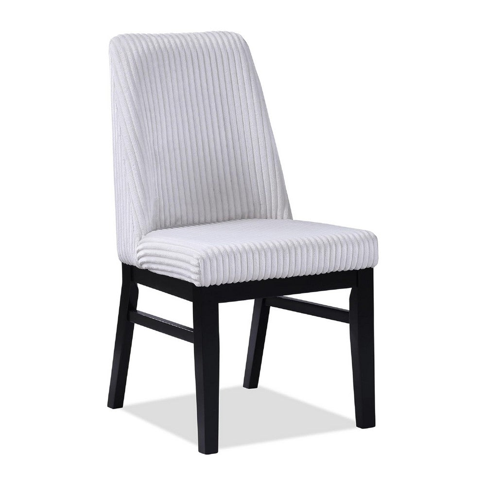 Haly Dining Chair Set of 2, Gray Fabric Padded Seat, Black Wood Legs - BM340180