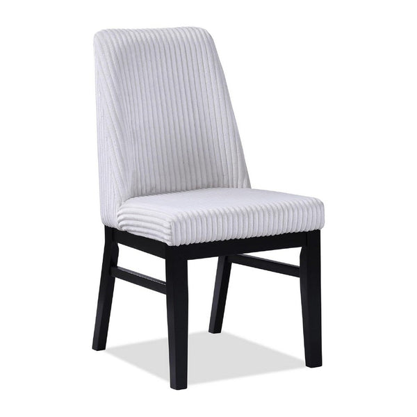 Haly Dining Chair Set of 2, Gray Fabric Padded Seat, Black Wood Legs - BM340180