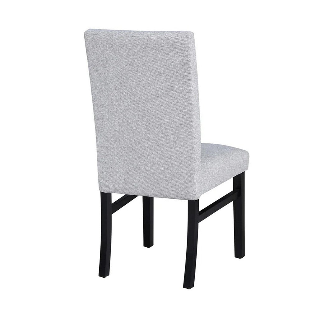 Ticy Dining Chair Set of 2, Dove Gray Padded Seat, Black Wood Legs - BM340181
