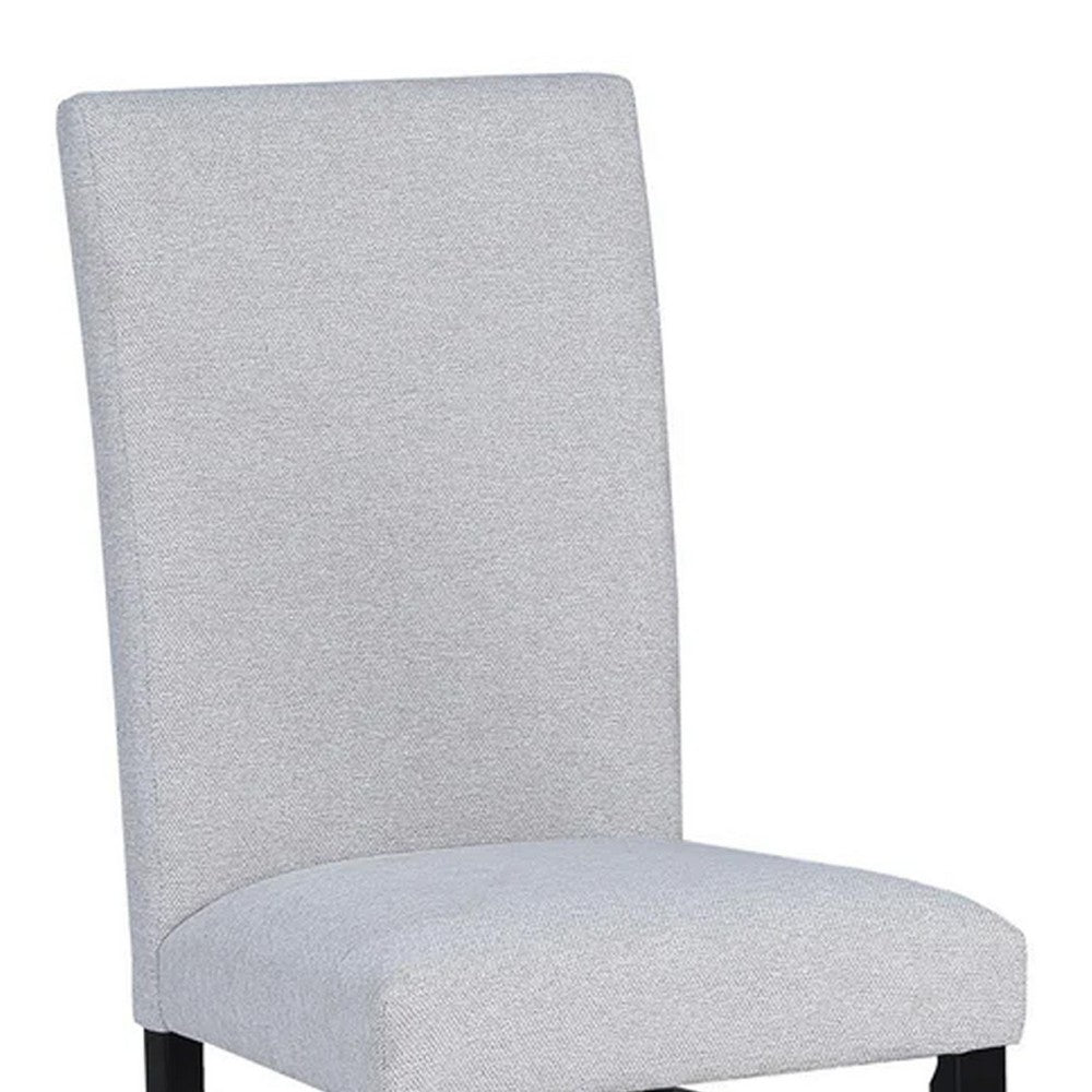 Ticy Dining Chair Set of 2, Dove Gray Padded Seat, Black Wood Legs - BM340181