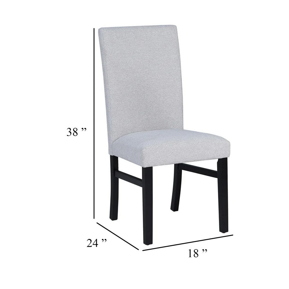 Ticy Dining Chair Set of 2, Dove Gray Padded Seat, Black Wood Legs - BM340181