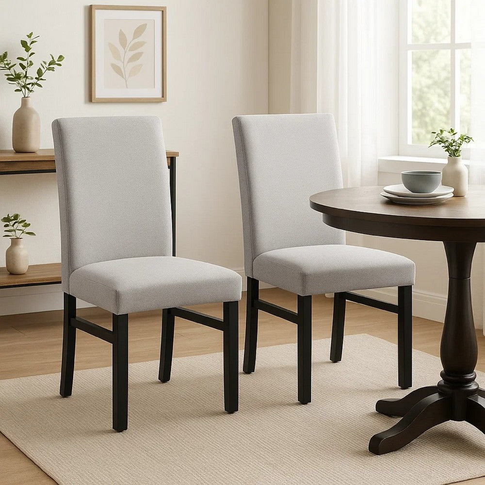 Ticy Dining Chair Set of 2, Dove Gray Padded Seat, Black Wood Legs - BM340181
