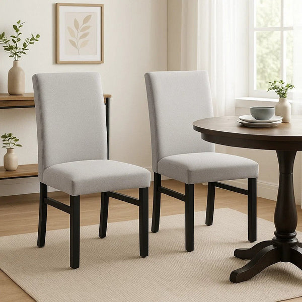 Ticy Dining Chair Set of 2, Dove Gray Padded Seat, Black Wood Legs - BM340181