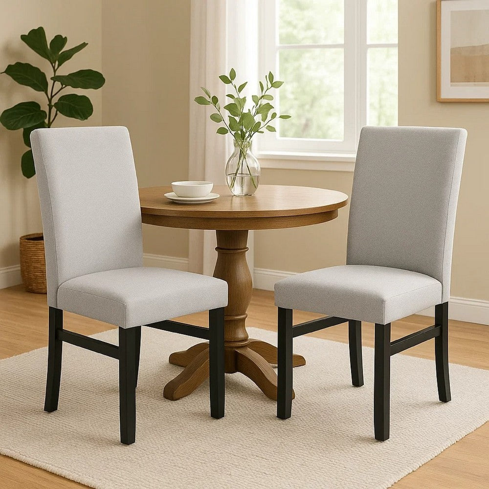 Ticy Dining Chair Set of 2, Dove Gray Padded Seat, Black Wood Legs - BM340181