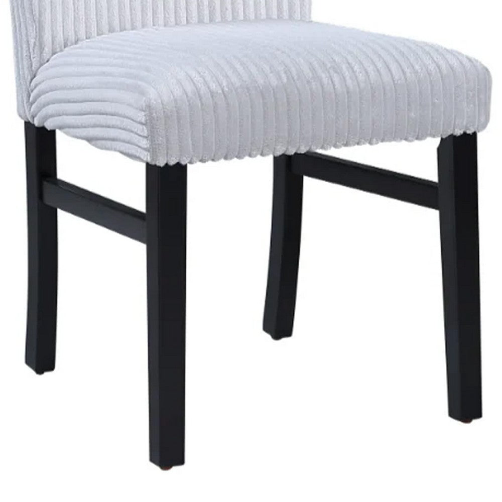 Ticy Dining Chair Set of 2, Light Gray Padded Seat, Black Wood Legs - BM340182