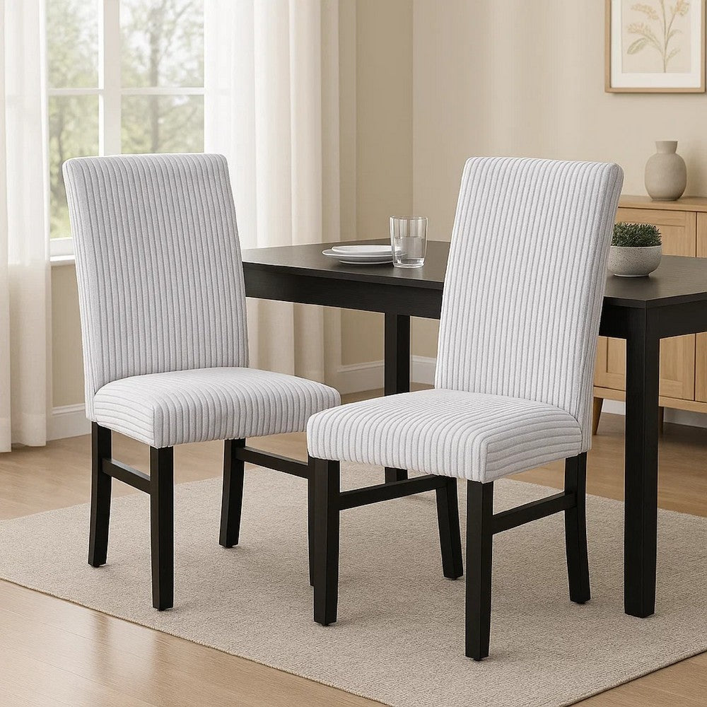 Ticy Dining Chair Set of 2, Light Gray Padded Seat, Black Wood Legs - BM340182