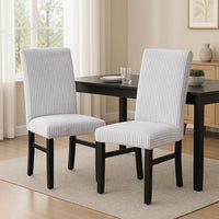 Ticy Dining Chair Set of 2, Light Gray Padded Seat, Black Wood Legs - BM340182