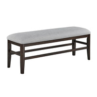 Hiun Dining Bench, Dove Gray Padded Seat, Oak Brown Wood, 50 Inch - BM340183