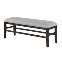 Hiun Dining Bench, Dove Gray Padded Seat, Oak Brown Wood, 50 Inch - BM340183