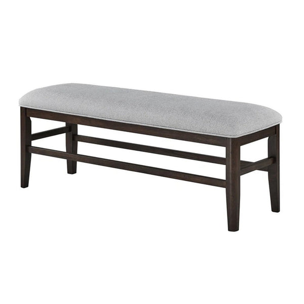 Hiun Dining Bench, Dove Gray Padded Seat, Oak Brown Wood, 50 Inch - BM340183