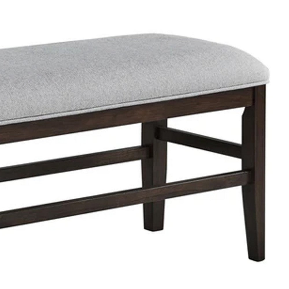 Hiun Dining Bench, Dove Gray Padded Seat, Oak Brown Wood, 50 Inch - BM340183