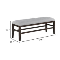 Hiun Dining Bench, Dove Gray Padded Seat, Oak Brown Wood, 50 Inch - BM340183