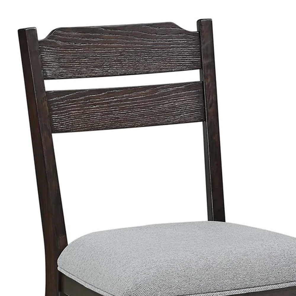 Hiun Dining Chair Set of 2, Dove Gray Seat, Oak Brown Wood Frame - BM340184