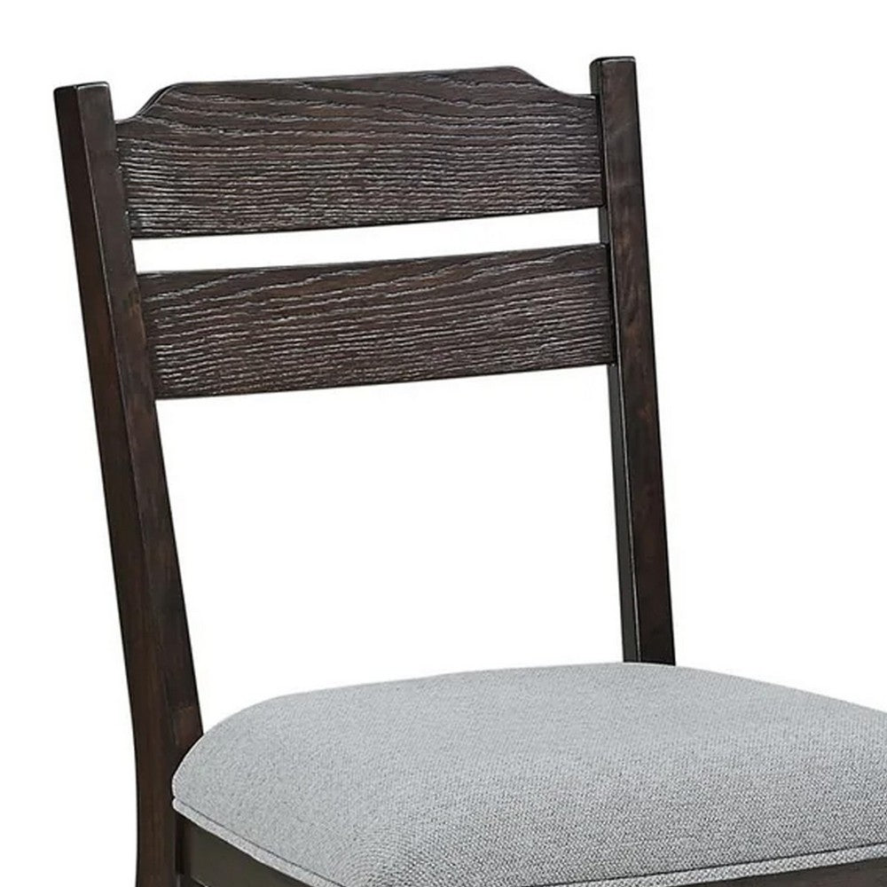 Hiun Dining Chair Set of 2, Dove Gray Seat, Oak Brown Wood Frame - BM340184