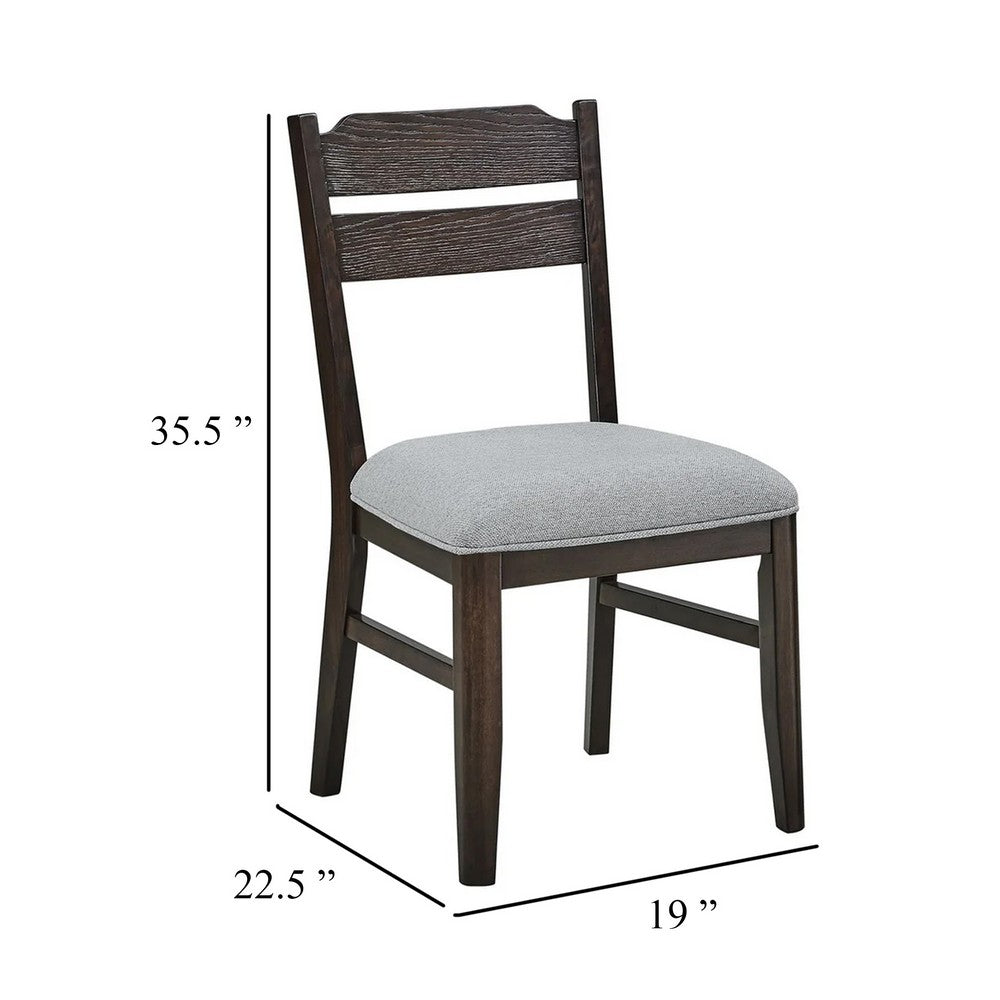 Hiun Dining Chair Set of 2, Dove Gray Seat, Oak Brown Wood Frame - BM340184