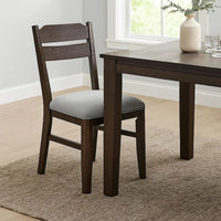 Hiun Dining Chair Set of 2, Dove Gray Seat, Oak Brown Wood Frame - BM340184