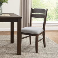 Hiun Dining Chair Set of 2, Dove Gray Seat, Oak Brown Wood Frame - BM340184