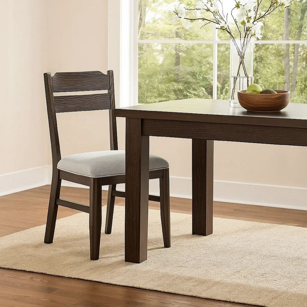 Hiun Dining Chair Set of 2, Dove Gray Seat, Oak Brown Wood Frame - BM340184