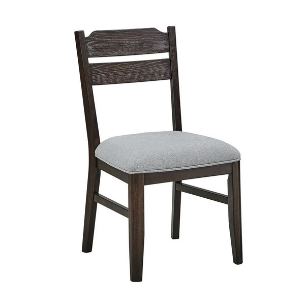Hiun Dining Chair Set of 2, Dove Gray Seat, Oak Brown Wood Frame - BM340184