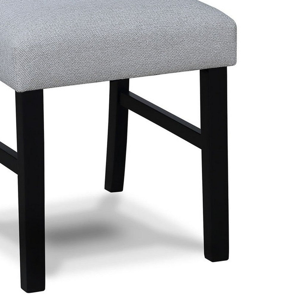 Izy Dining Chair Set of 2, Dove Gray Seat, Black Wood, Tapered Legs - BM340187