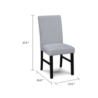 Izy Dining Chair Set of 2, Dove Gray Seat, Black Wood, Tapered Legs - BM340187
