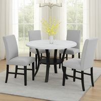 Izy Dining Chair Set of 2, Dove Gray Seat, Black Wood, Tapered Legs - BM340187