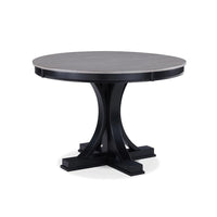 Yuru Dining Table, 44 Inch, Round Light Gray Top, Modern Black Wood - BM340189