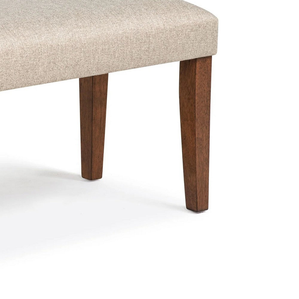 Goko Dining Bench, Earthy Yellow Fabric Seat, Brown Wood Legs, 42 Inch - BM340190