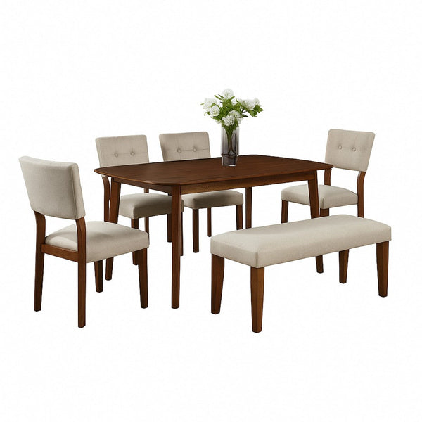 Goko Dining Chair Set of 2, Earthy Yellow Tufted Backrest, Brown Wood - BM340191