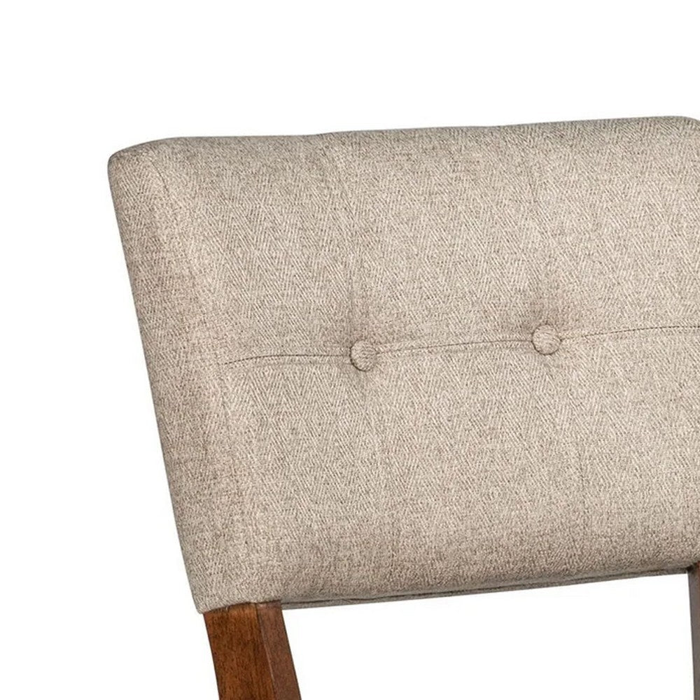 Goko Dining Chair Set of 2, Earthy Yellow Tufted Backrest, Brown Wood - BM340191
