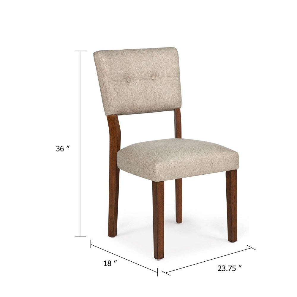 Goko Dining Chair Set of 2, Earthy Yellow Tufted Backrest, Brown Wood - BM340191