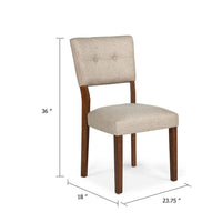 Goko Dining Chair Set of 2, Earthy Yellow Tufted Backrest, Brown Wood - BM340191