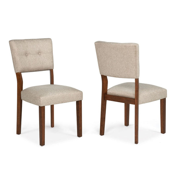 Goko Dining Chair Set of 2, Earthy Yellow Tufted Backrest, Brown Wood - BM340191