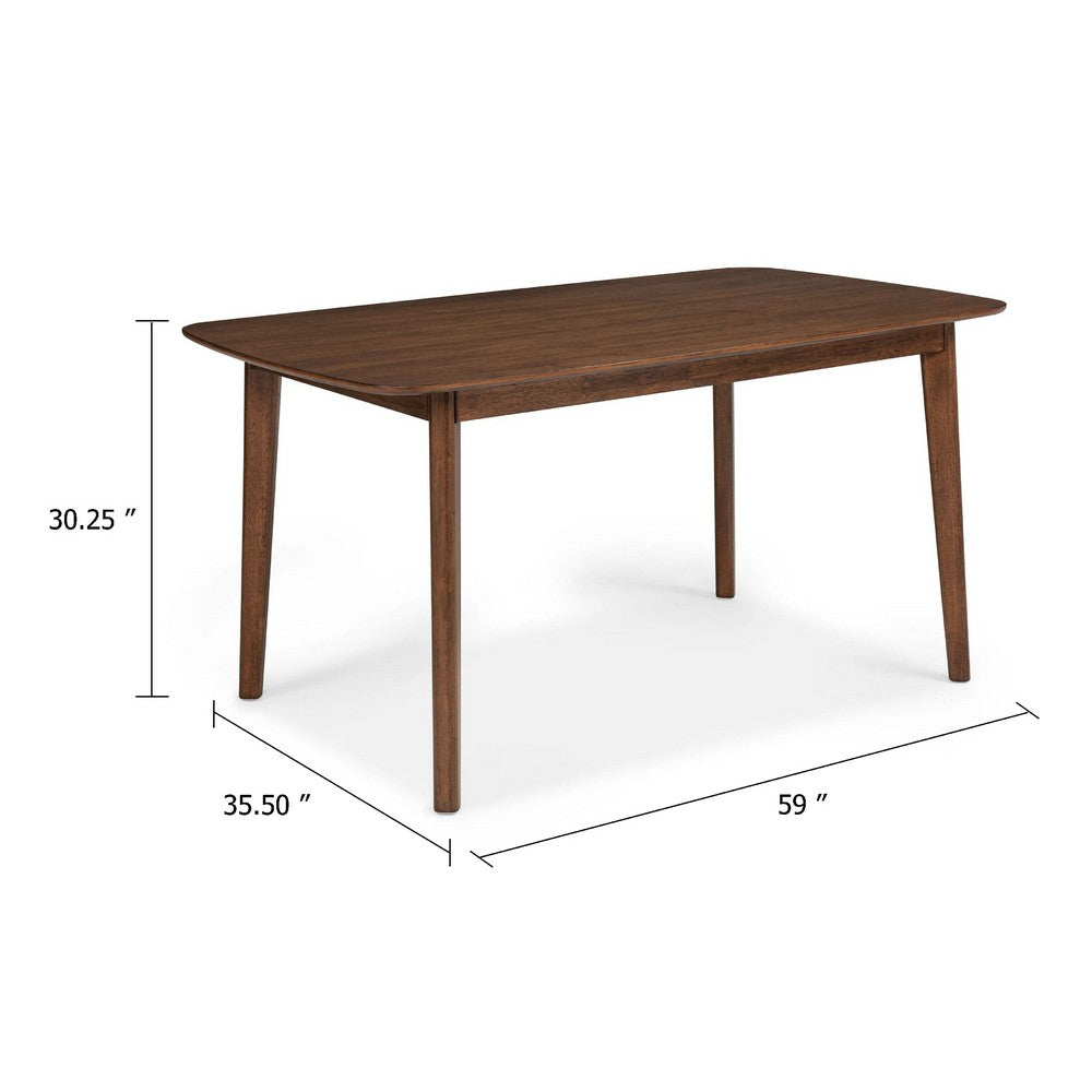 Goko Dining Table, 59 Inch Brown Wood Top, Round Tapered Legs - BM340192