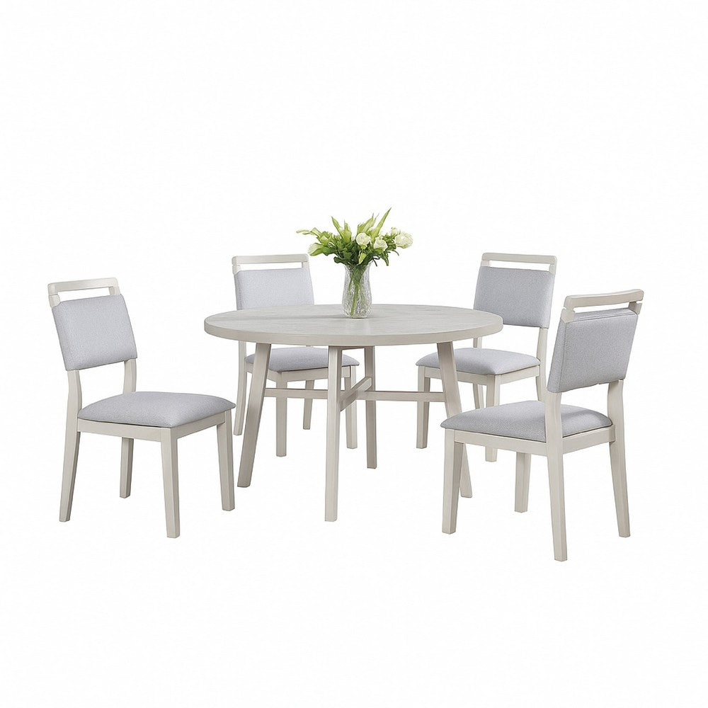 Bovo Dining Chair Set of 2, Dove Gray, Driftwood White Wood - BM340193
