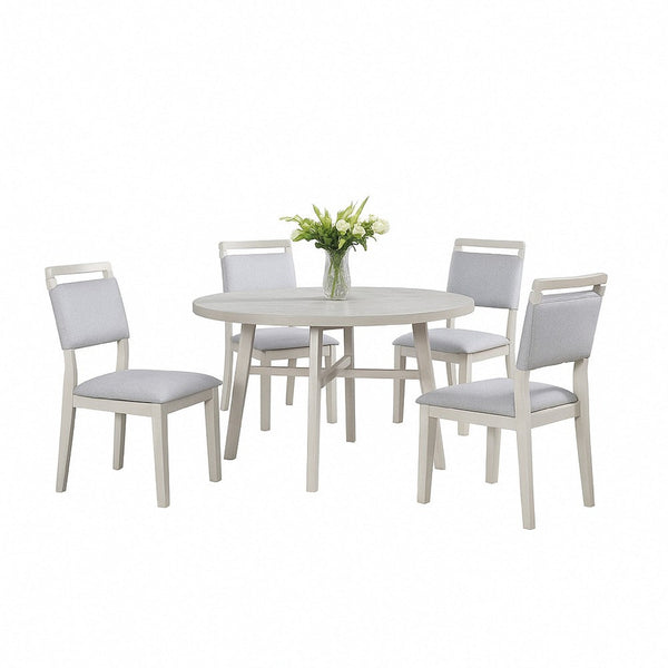 Bovo Dining Chair Set of 2, Dove Gray, Driftwood White Wood - BM340193
