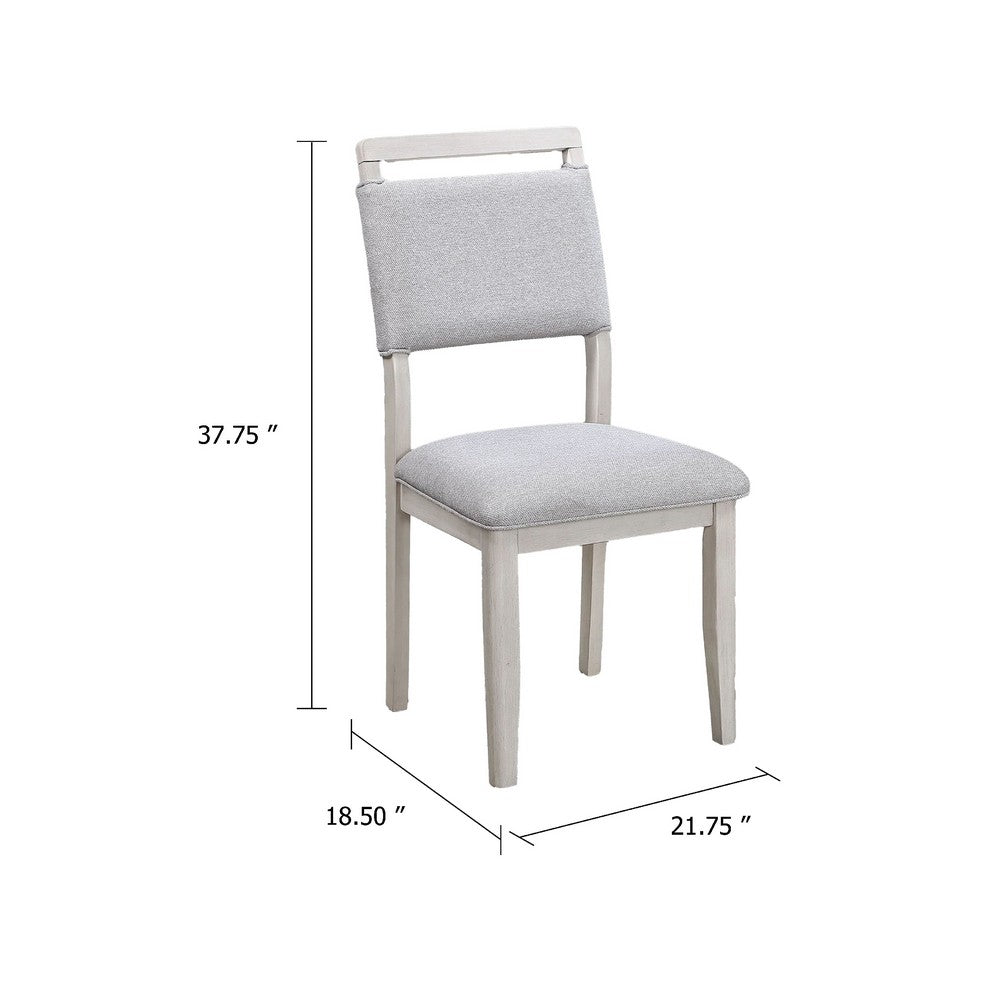 Bovo Dining Chair Set of 2, Dove Gray, Driftwood White Wood - BM340193