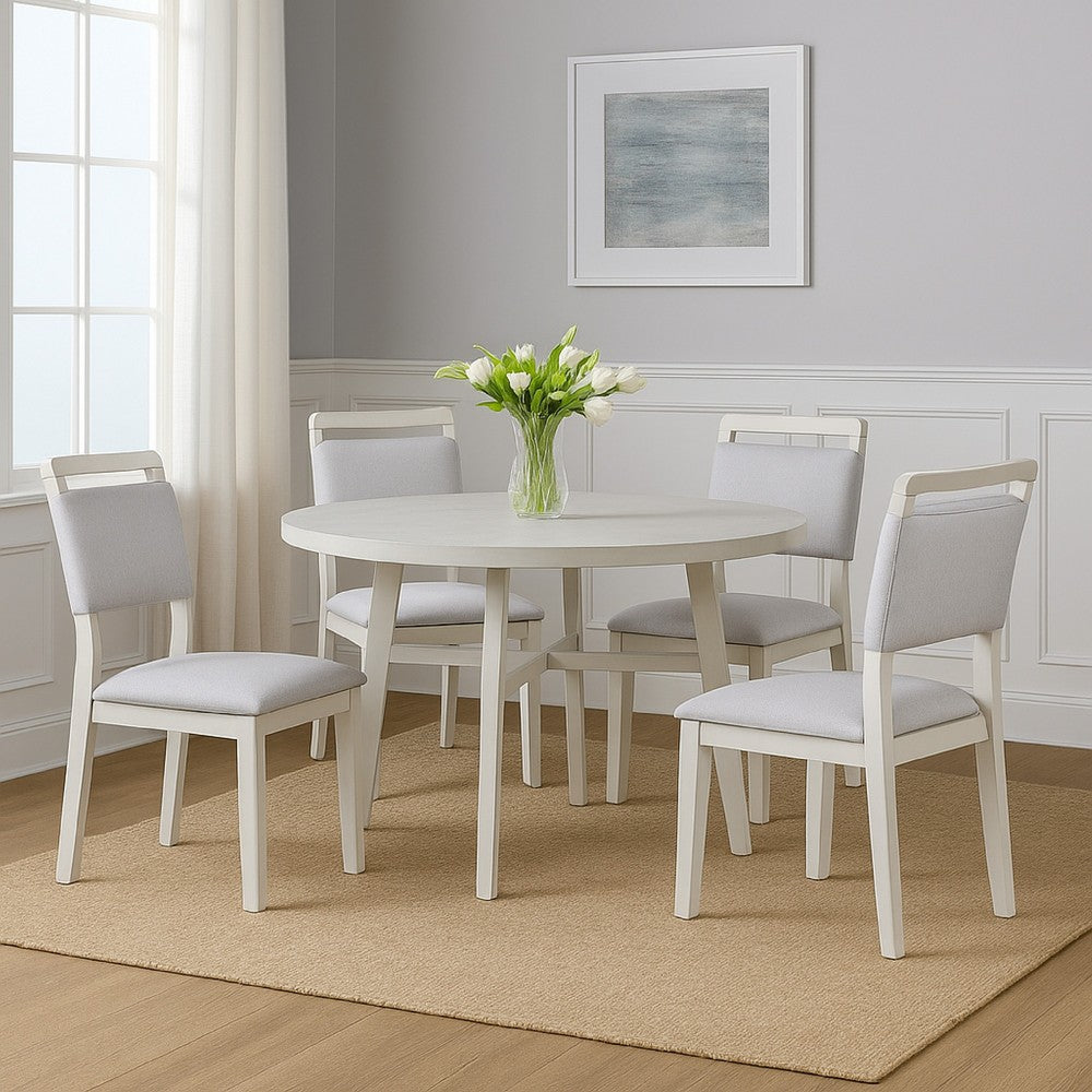 Bovo Dining Chair Set of 2, Dove Gray, Driftwood White Wood - BM340193