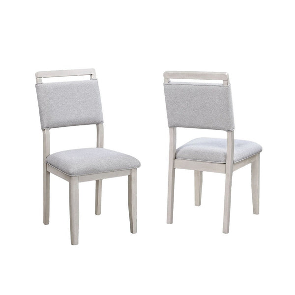 Bovo Dining Chair Set of 2, Dove Gray, Driftwood White Wood - BM340193