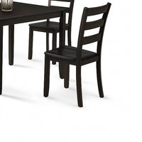 Hamo 5pc Dining Table and 4 Chairs Set, Espresso Brown, Ladder Backrest - BM340195