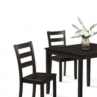 Hamo 5pc Dining Table and 4 Chairs Set, Espresso Brown, Ladder Backrest - BM340195