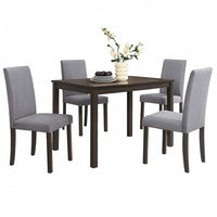 Muly Side Dining Chair Set of 4, Fabric Seating, Gray Brown Wood - BM340196