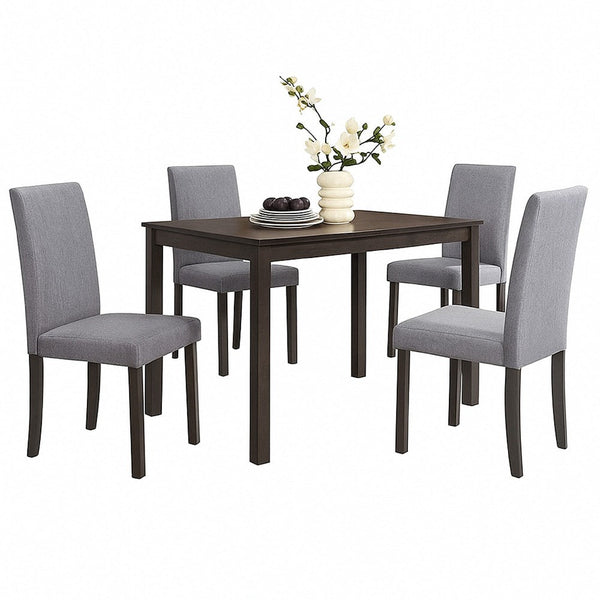 Muly Side Dining Chair Set of 4, Fabric Seating, Gray Brown Wood - BM340196
