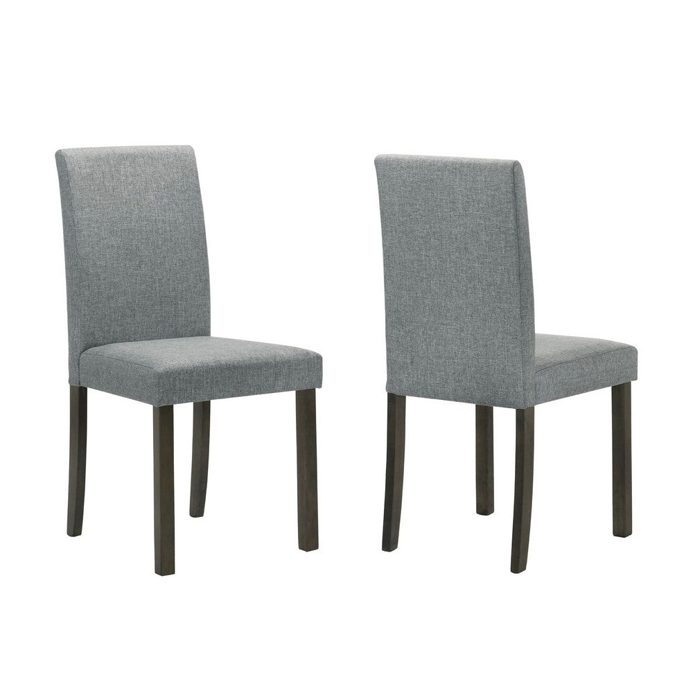 Muly Side Dining Chair Set of 4, Fabric Seating, Gray Brown Wood - BM340196