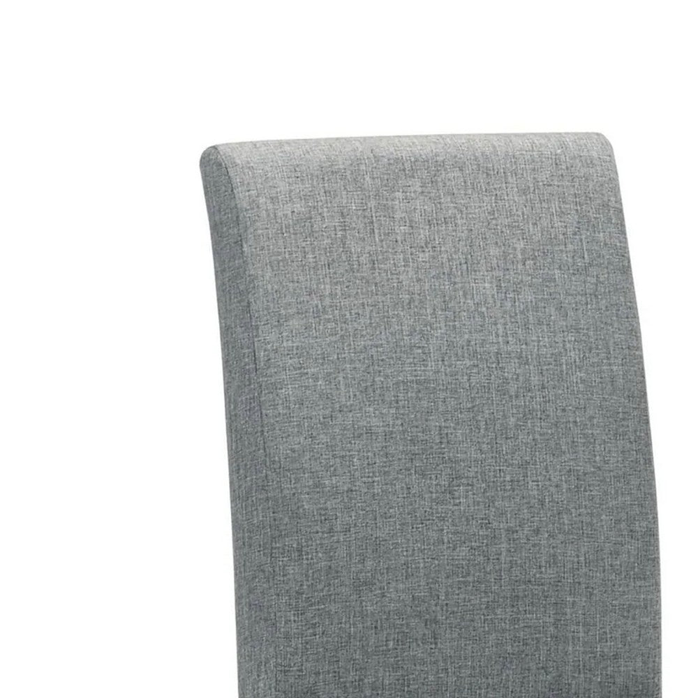 Muly Side Dining Chair Set of 4, Fabric Seating, Gray Brown Wood - BM340196